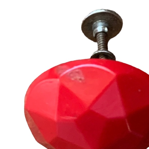 Vintage Red Faucet Screw On Button Retro Earrings Woman’s Jewelry - Picture 5 of 5